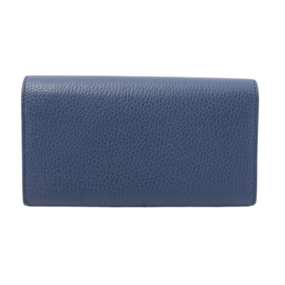 Blue Interlocking Bi-fold Long Wallet