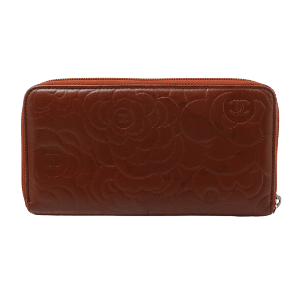 Red Lambskin Zippy Long Wallet