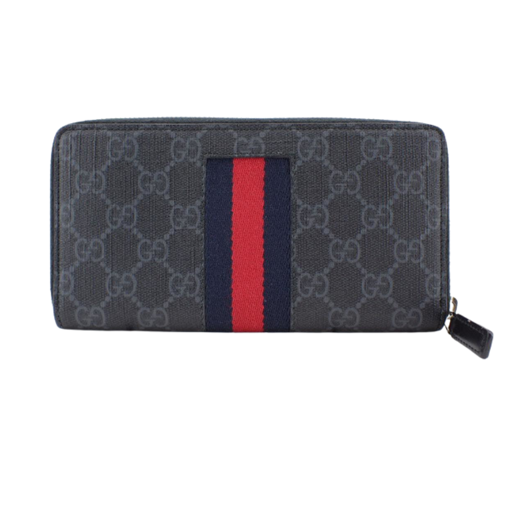 Black GG Supreme Zippy Long Wallet