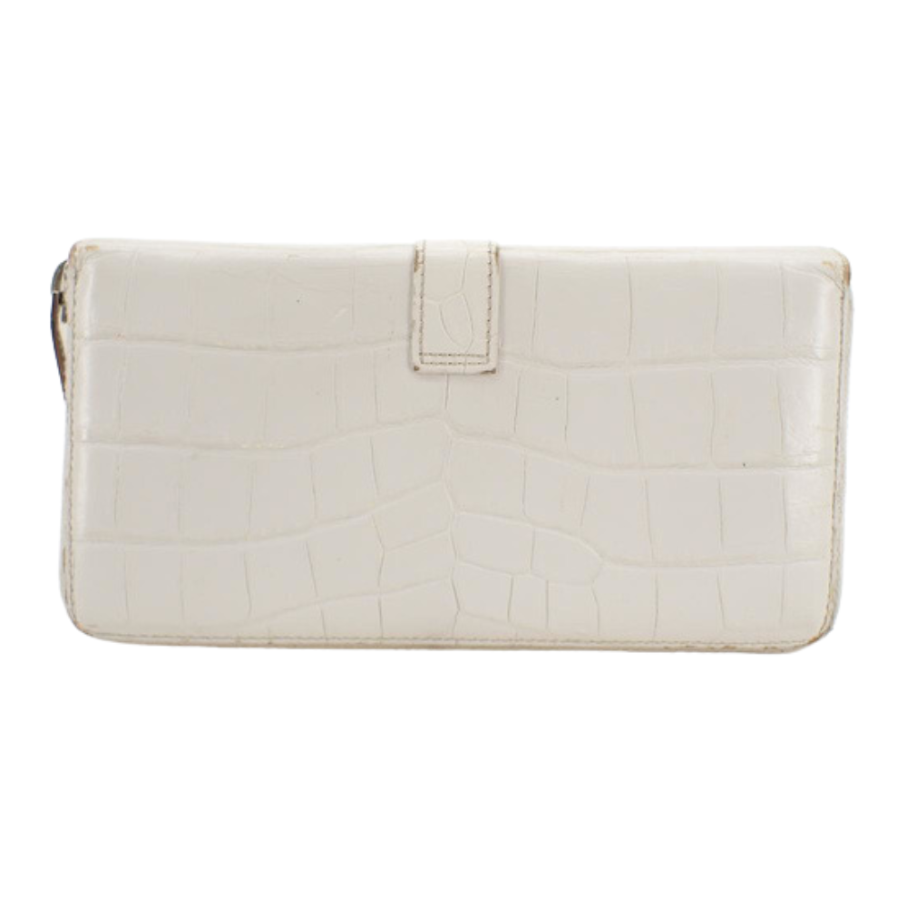 White Crocodile Skin Cassandra Wallet