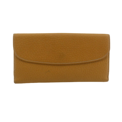 Brown Leather  Bi-fold Long Wallet