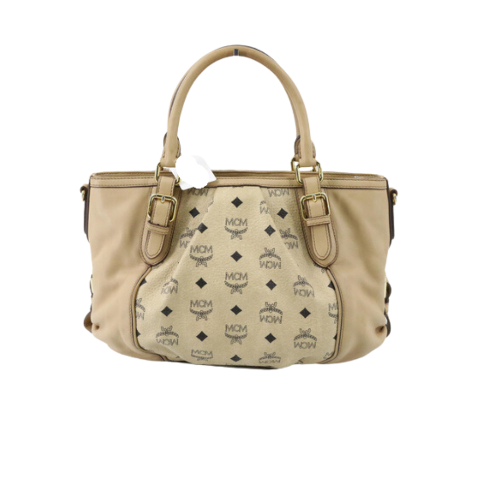 Ivory Leather Tote Bag