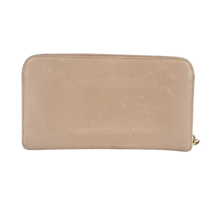 Beiger Leather Zippy Long Wallet