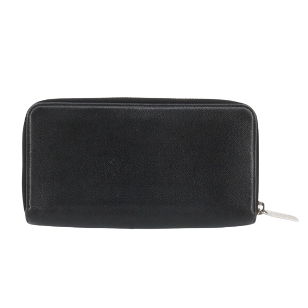 Black Leather Zippy Wallet