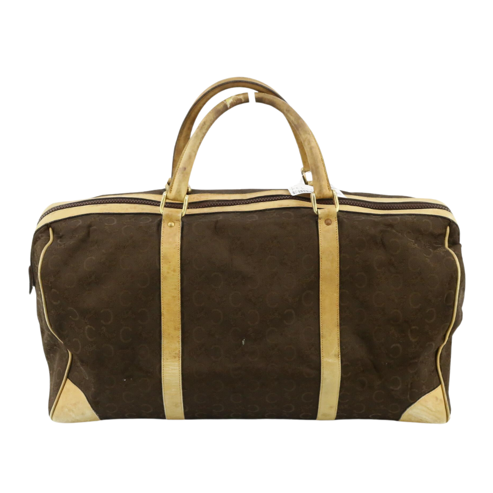 Brown Canvas x Leather Boston Bag