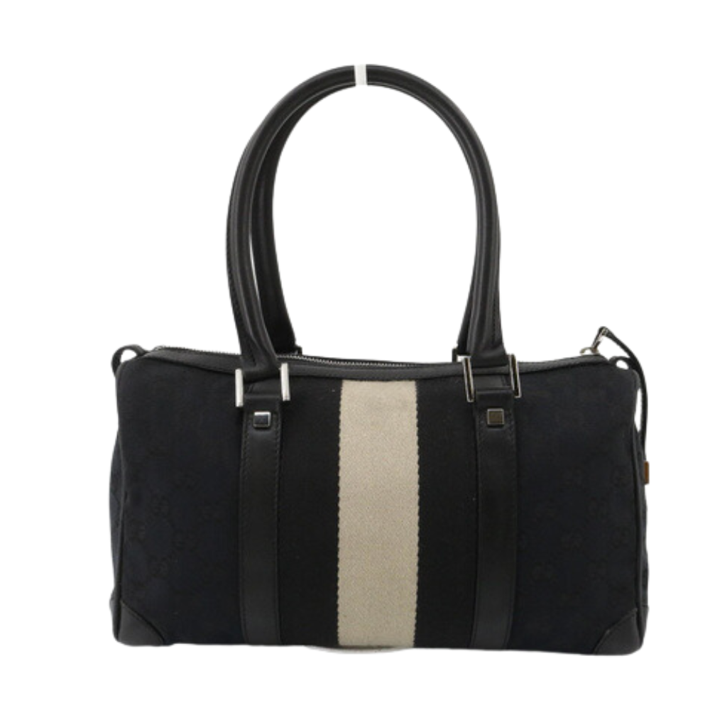 Black GG Canvas Boston Bag