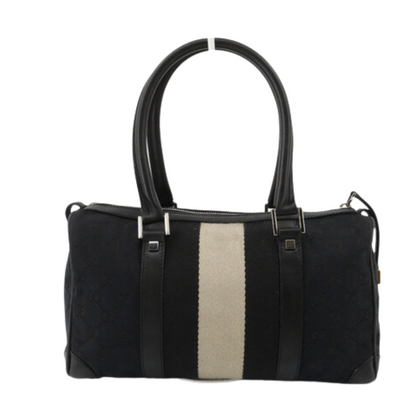 Black GG Canvas Boston Bag