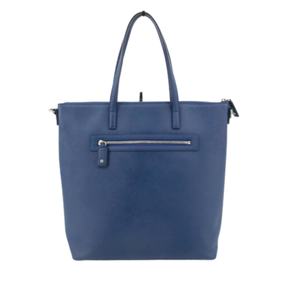 Blue Leather Tote Bag