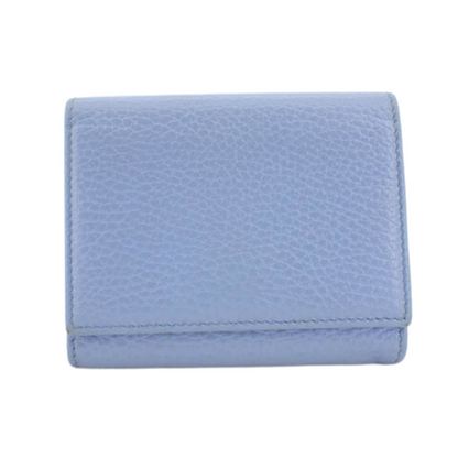 Blue Leather Tri-fold Wallet