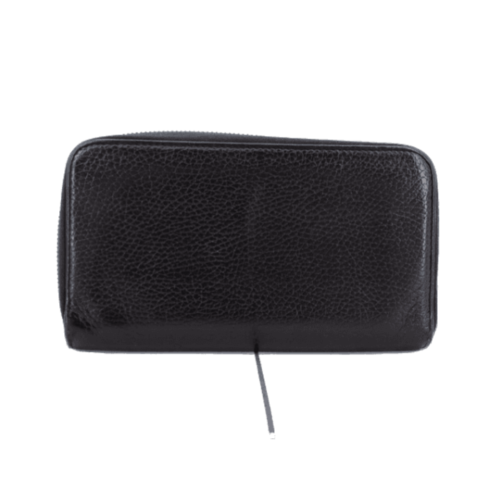 Black Leather Zippy Long Wallet