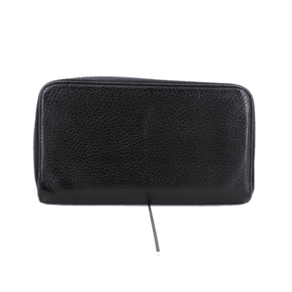 Black Leather Zippy Long Wallet