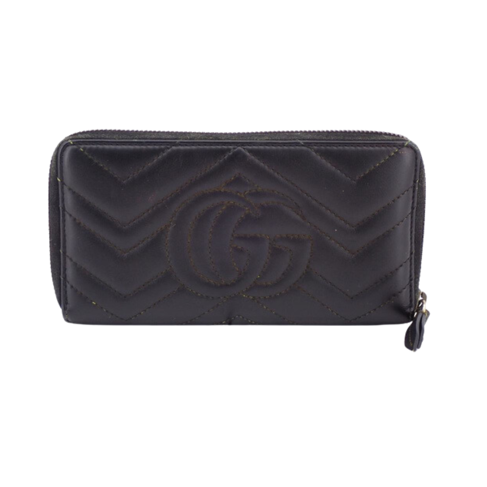 Black Gucci Marmont Zippy Long Wallet