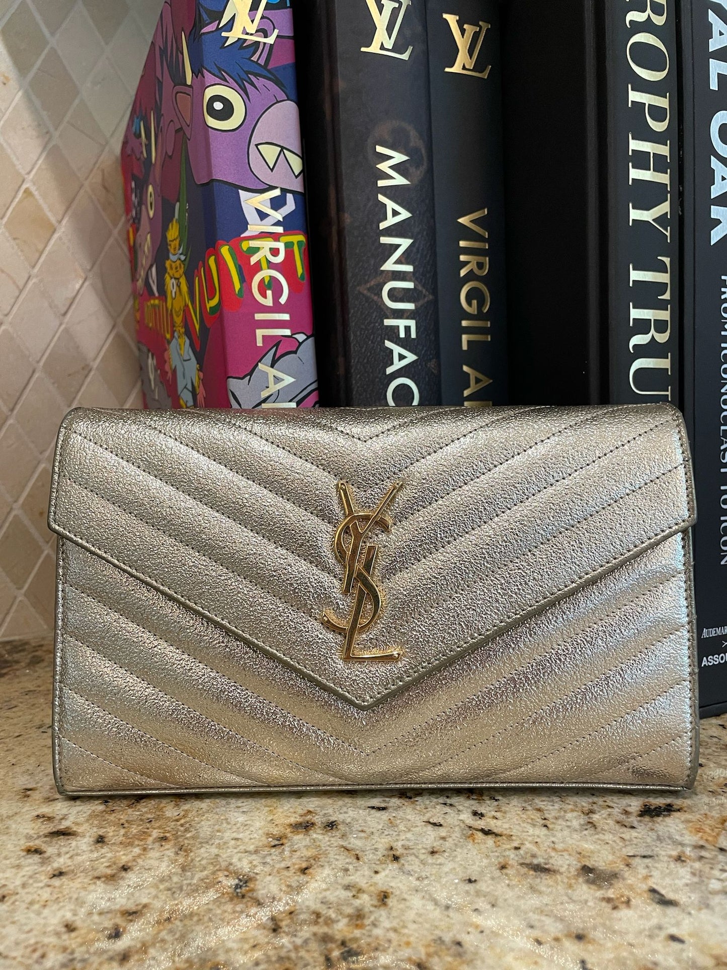 YSL Silver Shoulder Bag with Chain