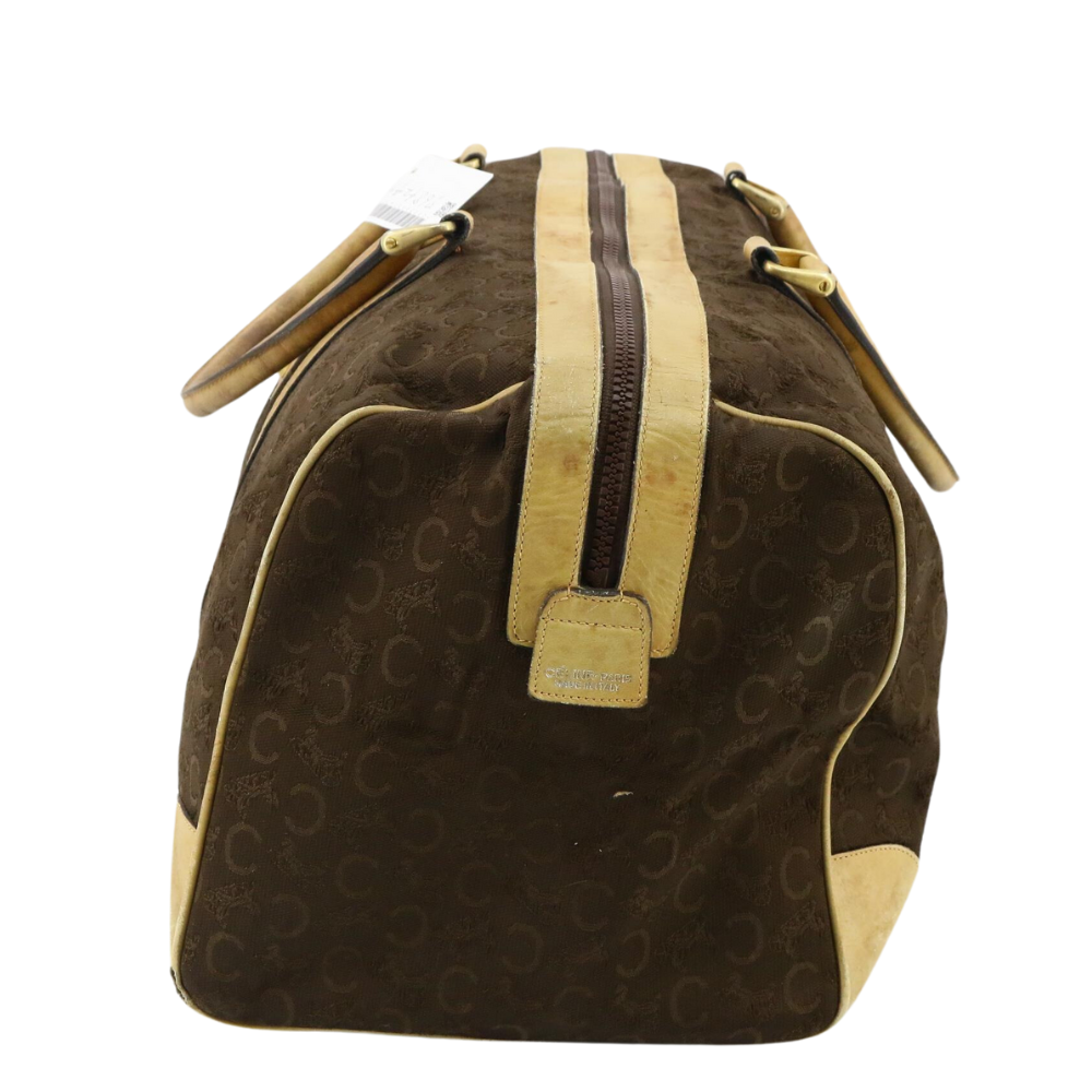 Brown Canvas x Leather Boston Bag