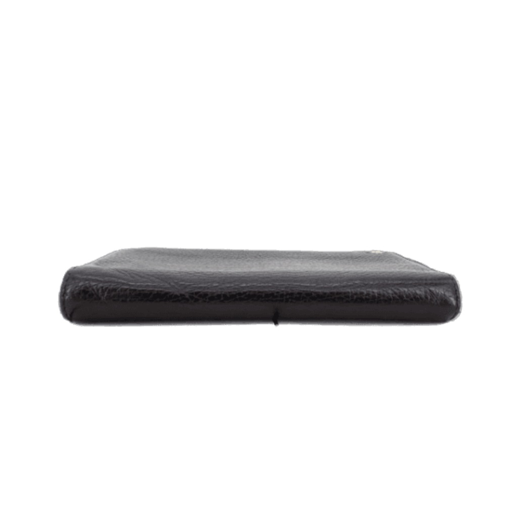 Black Leather Zippy Long Wallet