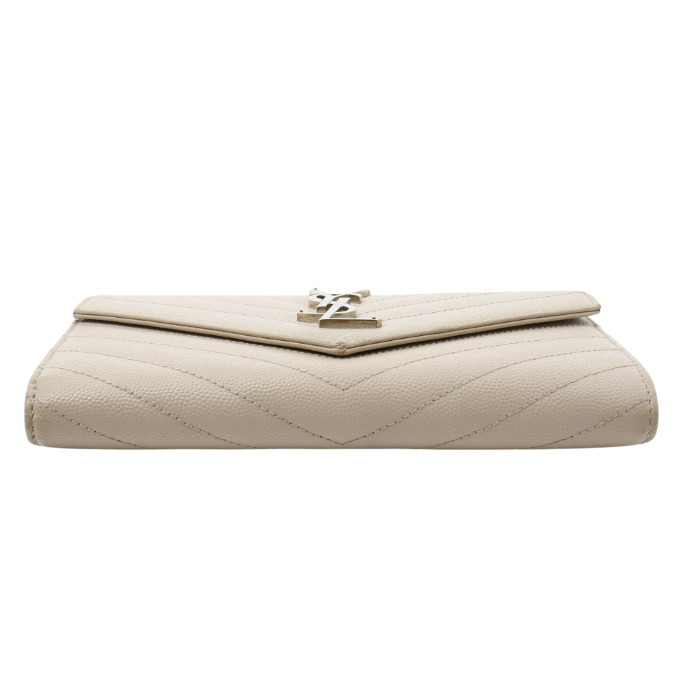 Beige Caviar Cassandra Long Wallet