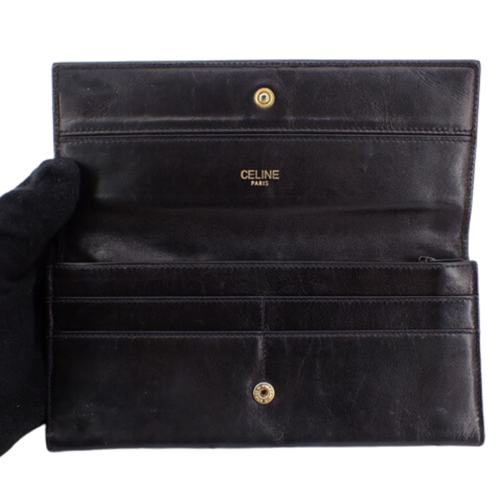 Black Leather Long Wallet