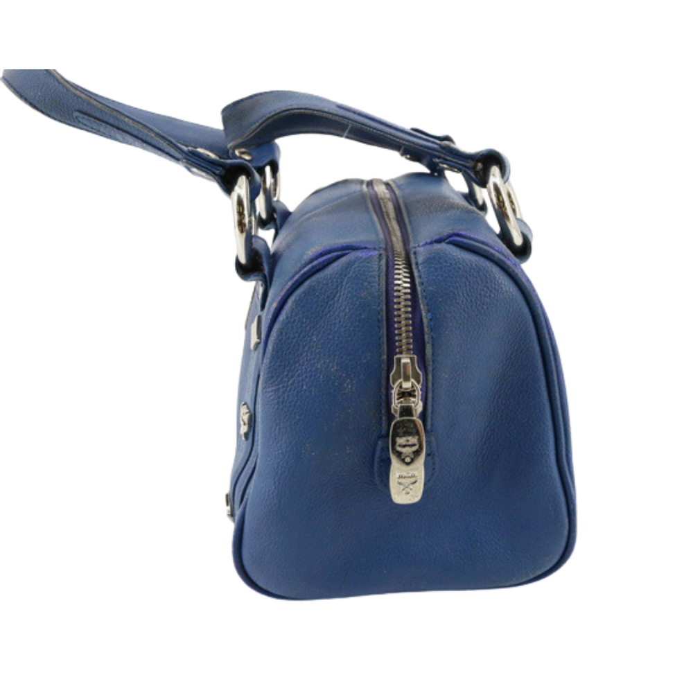 Blue Leather Handbag