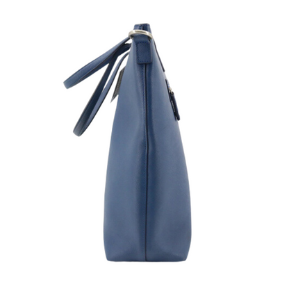 Blue Leather Tote Bag