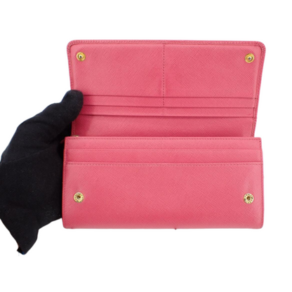 Pink Ribbon Saffiano Long Wallet