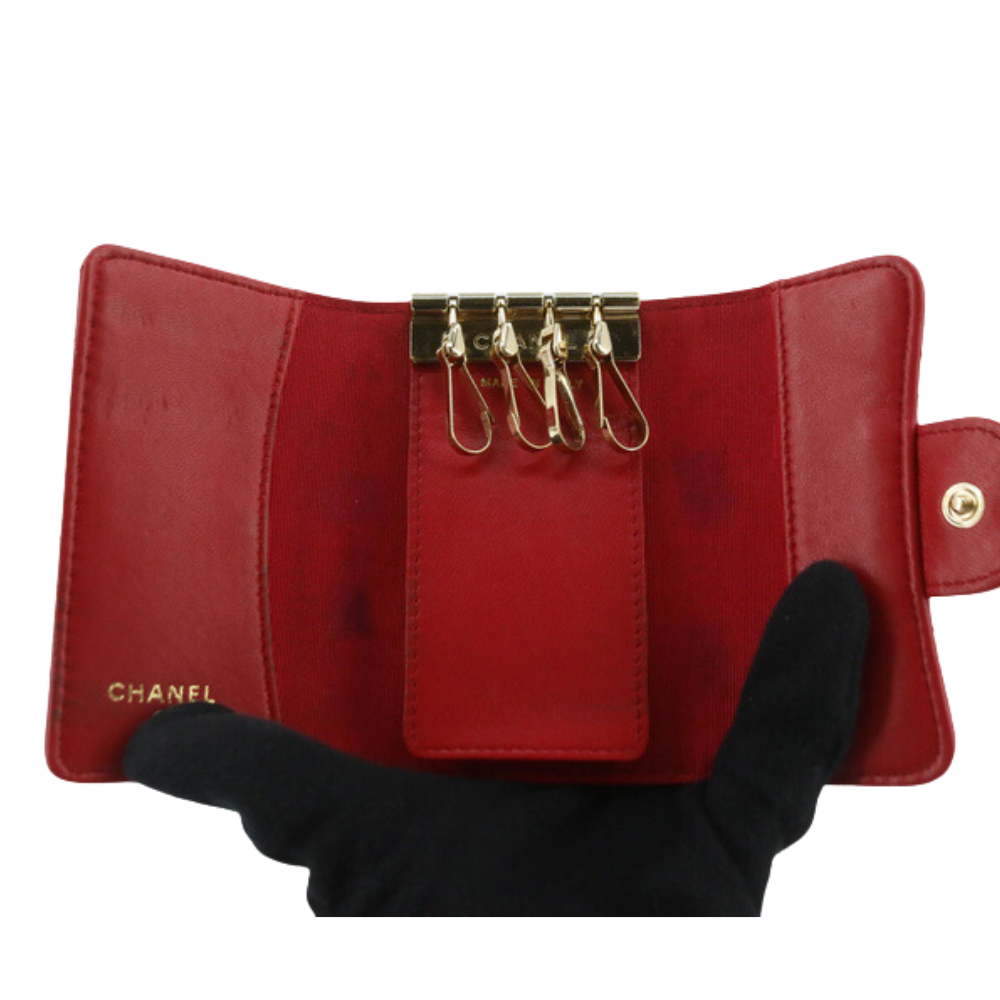 Red Matelasse Key Case