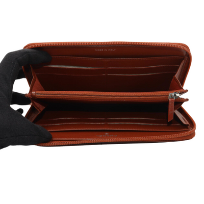 Red Lambskin Zippy Long Wallet