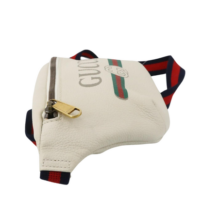 White Gucci Logo Wasit Bag