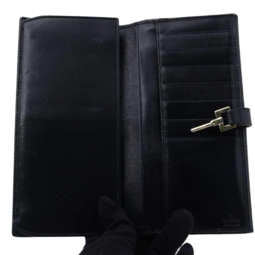 Black Micro GG Jackie Long Wallet