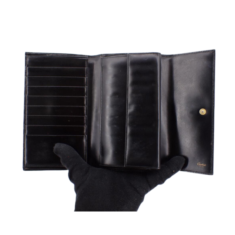 Black Leather Long Wallet