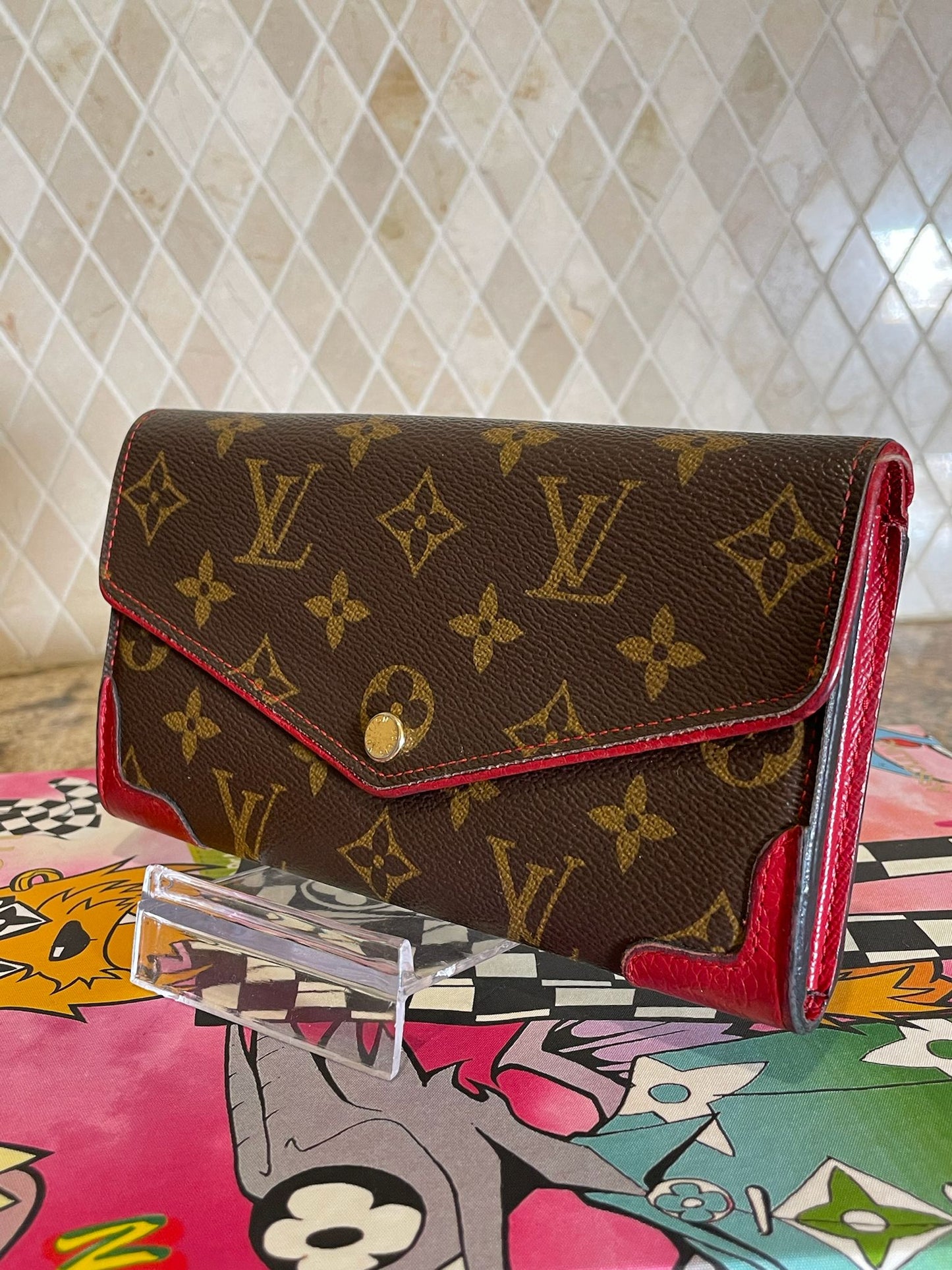 Louis Vuitton Retro Monogram Red Sarah Wallet