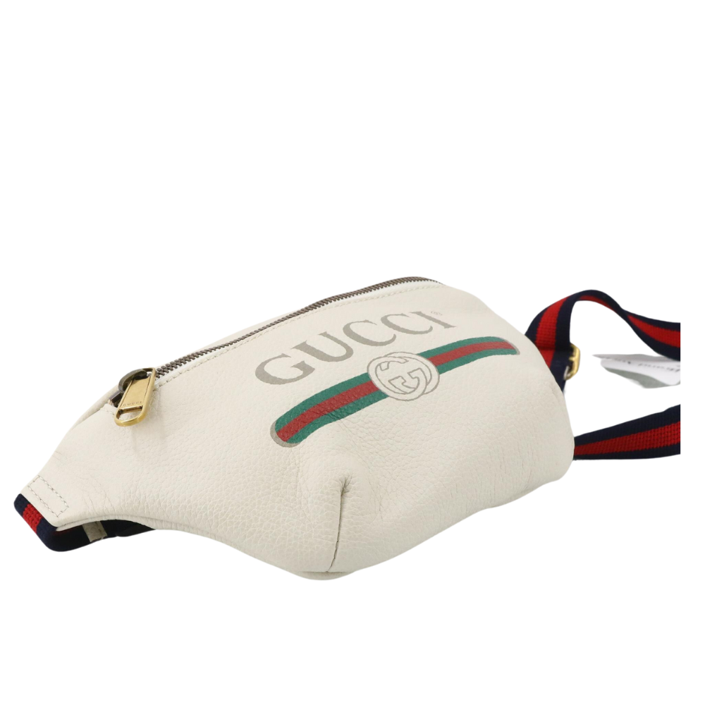 White Gucci Logo Wasit Bag