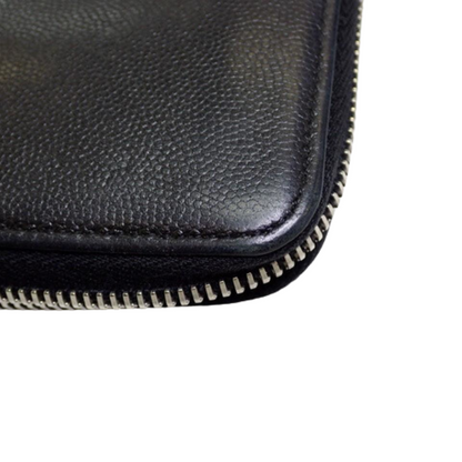 Black Leather Zippy Wallet