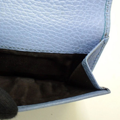 Blue Leather Tri-fold Wallet