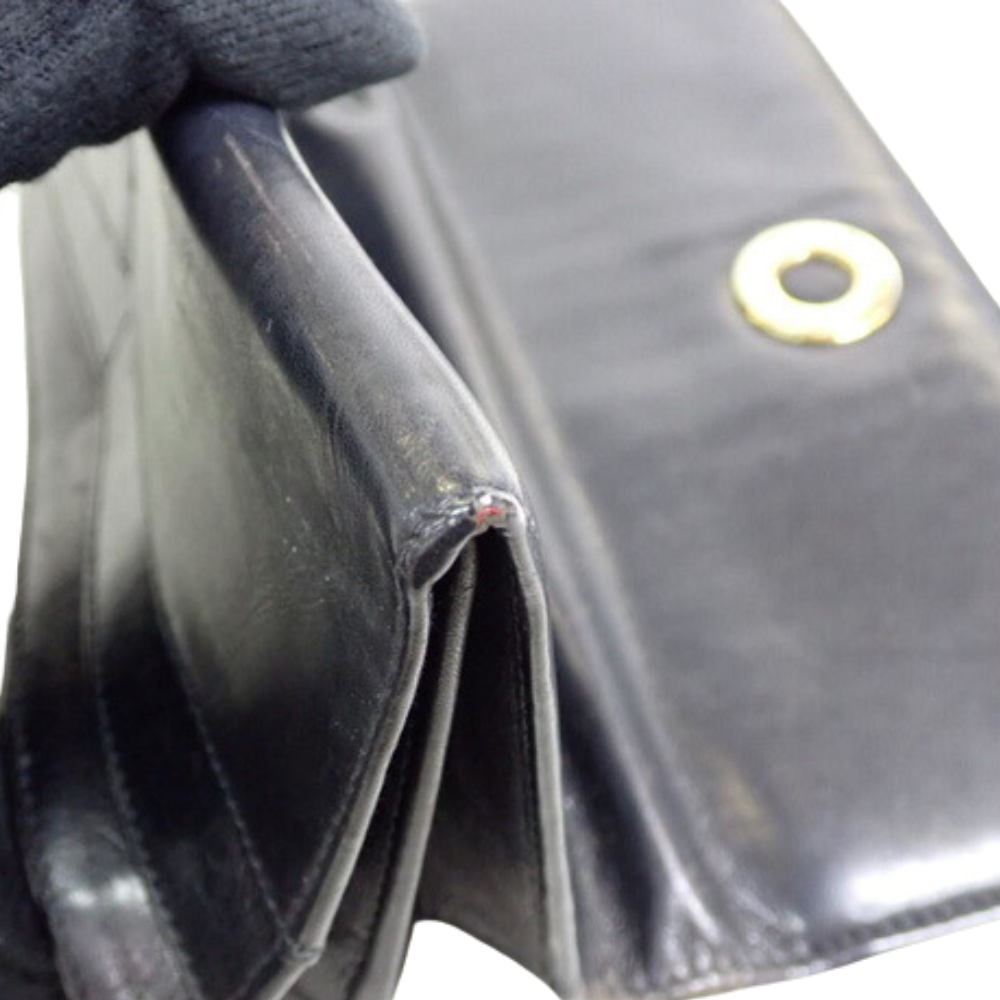 Black Leather Long Wallet