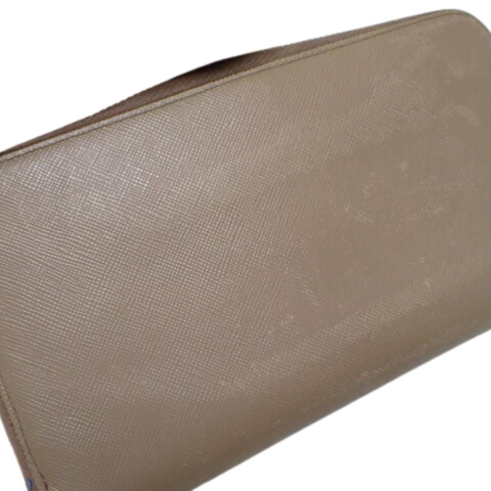 Beiger Leather Zippy Long Wallet