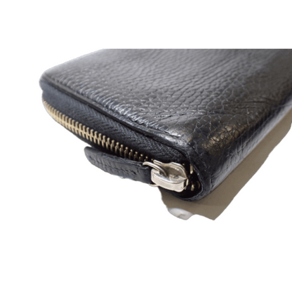 Black Leather Zippy Long Wallet