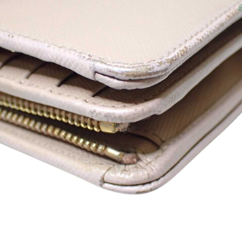 Beige Saffiano Bi-fold Wallet