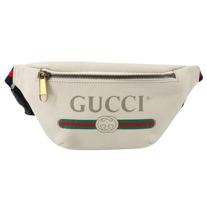 White Gucci Logo Wasit Bag