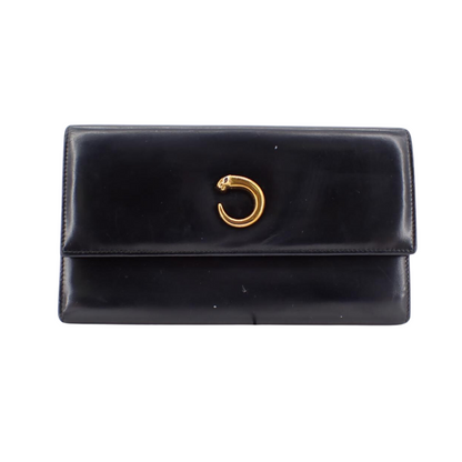 Black Leather Long Wallet