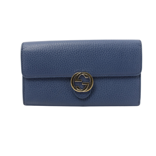 Blue Interlocking Bi-fold Long Wallet