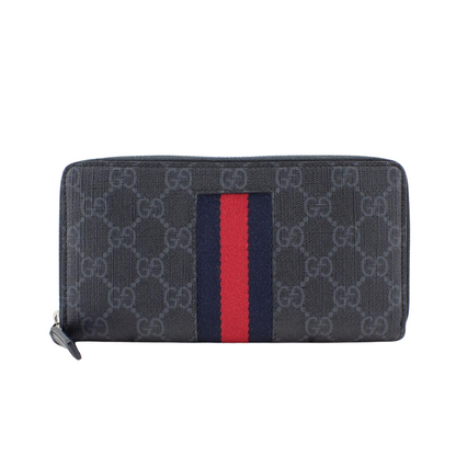 Black GG Supreme Zippy Long Wallet