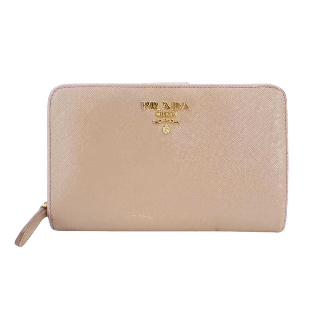 Beige Saffiano Bi-fold Wallet