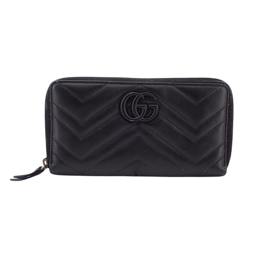 Black Gucci Marmont Zippy Long Wallet