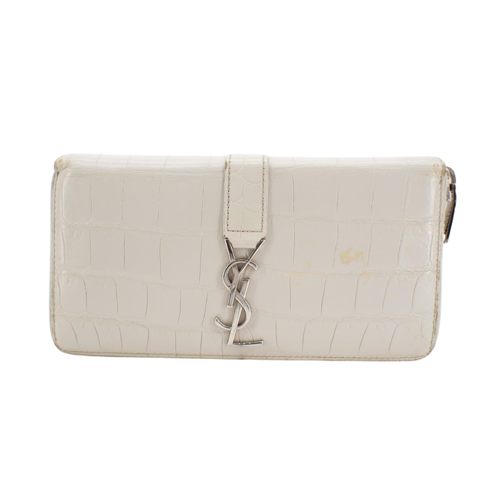 White Crocodile Skin Cassandra Wallet