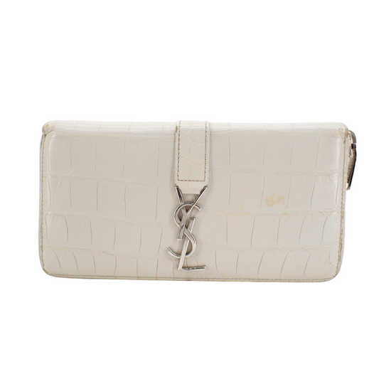 White Crocodile Skin Cassandra Wallet