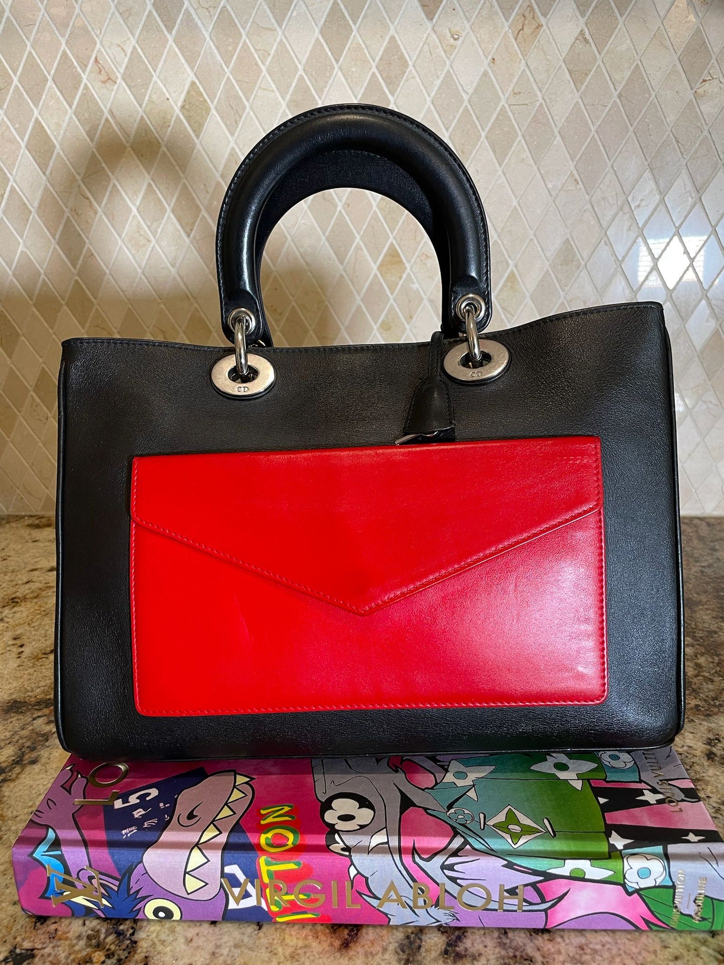 Christian Dior Tri Color Lady Dior Pocket Tote