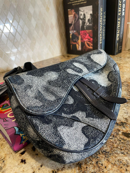 Dior Camouflage Denim Saddle Bag