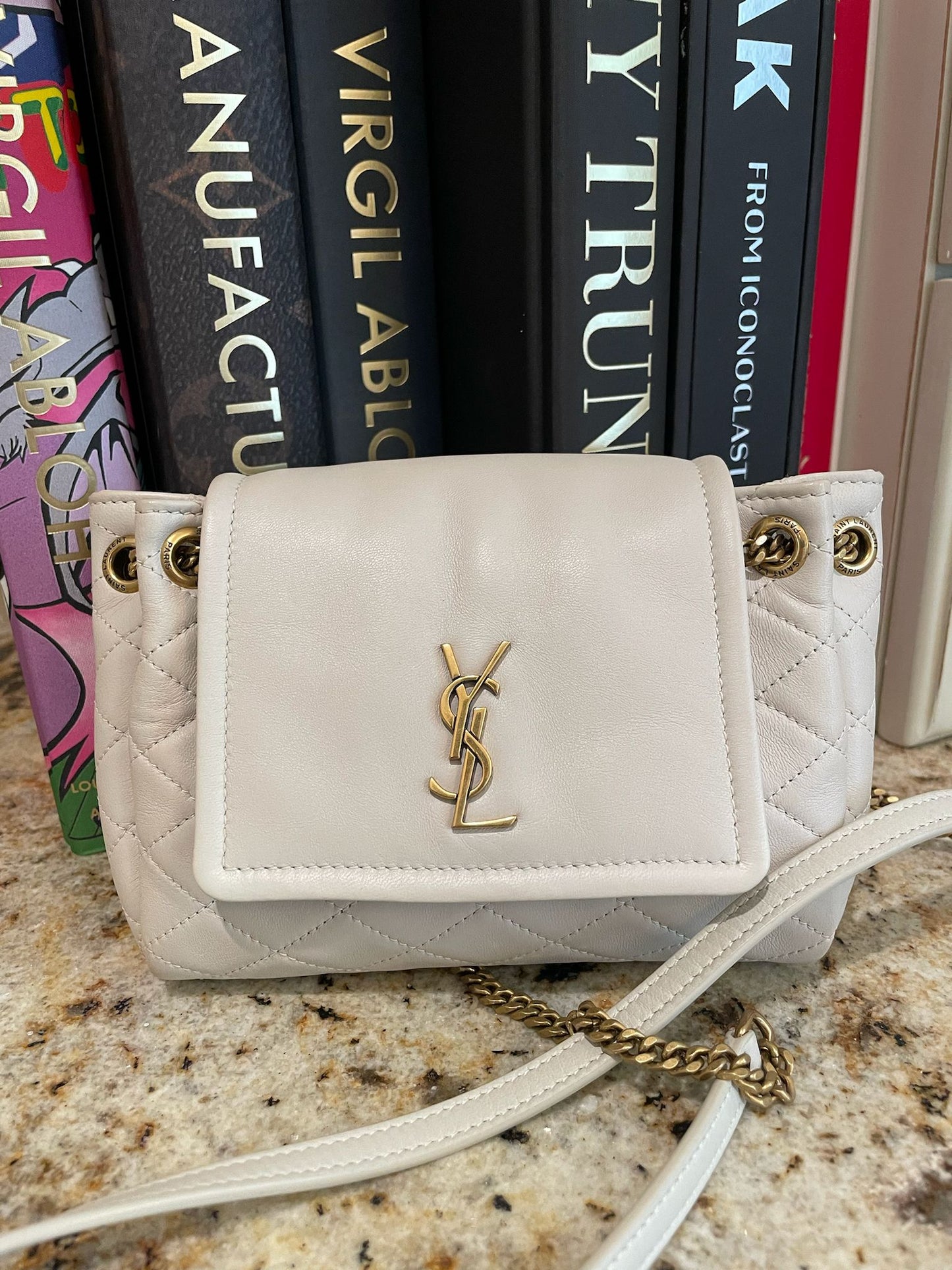 YSL White Shoulder Bag