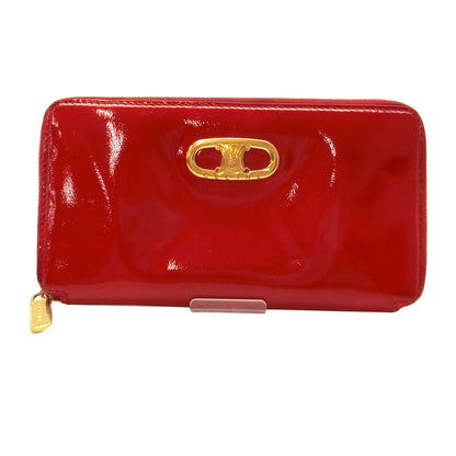 Red Leather Zippy Long Wallet