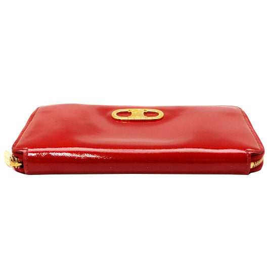 Red Leather Zippy Long Wallet